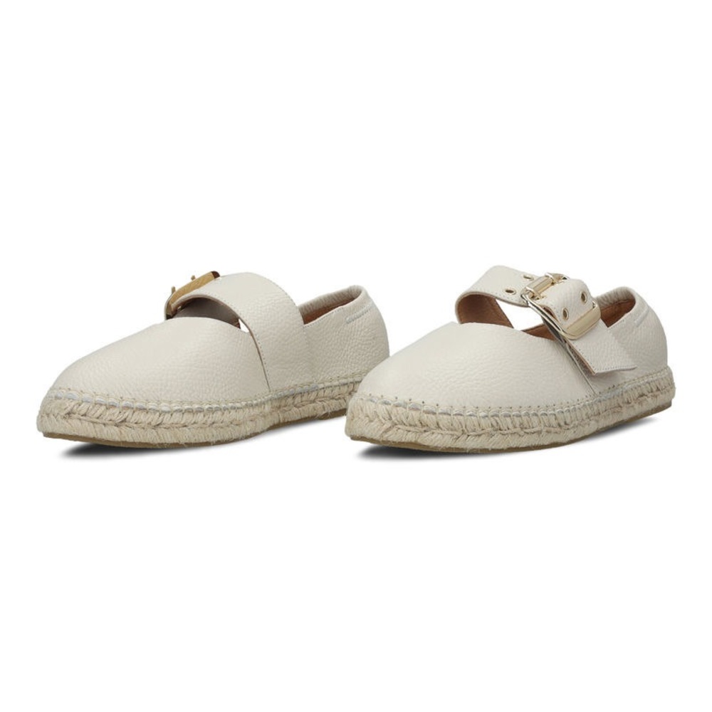 NEW JUTELIA Made In Spain Leather Mary Jane Espadrille Flat Size 8